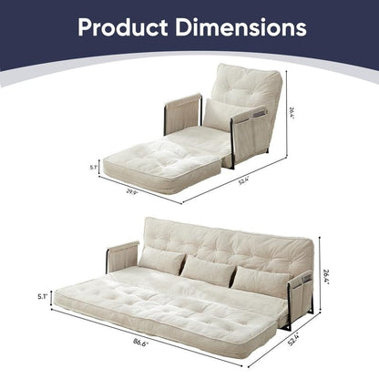 Canapé-lit pliant multifonction Mixoy avec oreillers, dossier réglable sur 6 positions (3+1)