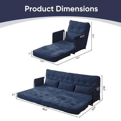Canapé-lit pliant multifonction Mixoy avec oreillers, dossier réglable sur 6 positions (3+1)