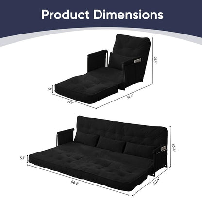 Canapé-lit pliant multifonction Mixoy avec oreillers, dossier réglable sur 6 positions (3+1)