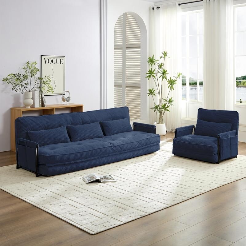 Canapé-lit pliant multifonction Mixoy avec oreillers, dossier réglable sur 6 positions (3+1)