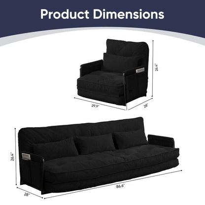 Canapé-lit pliant multifonction Mixoy avec oreillers, dossier réglable sur 6 positions (3+1)