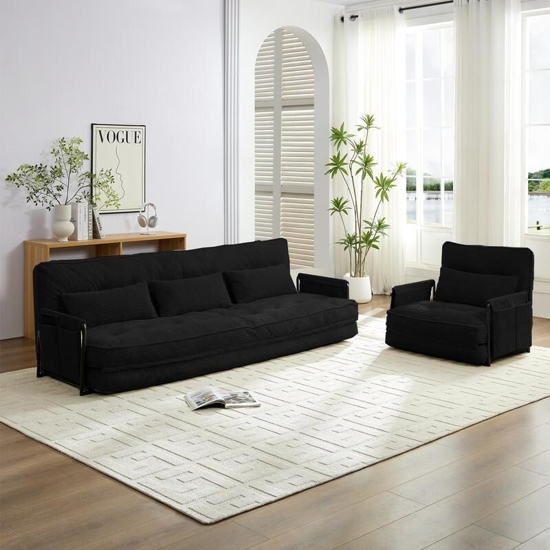 Canapé-lit pliant multifonction Mixoy avec oreillers, dossier réglable sur 6 positions (3+1)