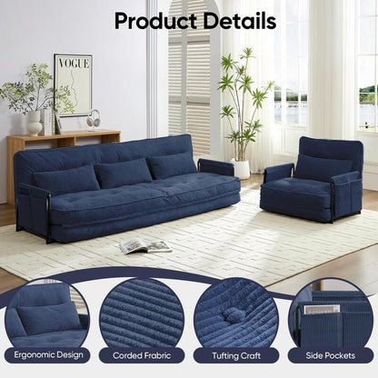 Canapé-lit pliant multifonction Mixoy avec oreillers, dossier réglable sur 6 positions (3+1)