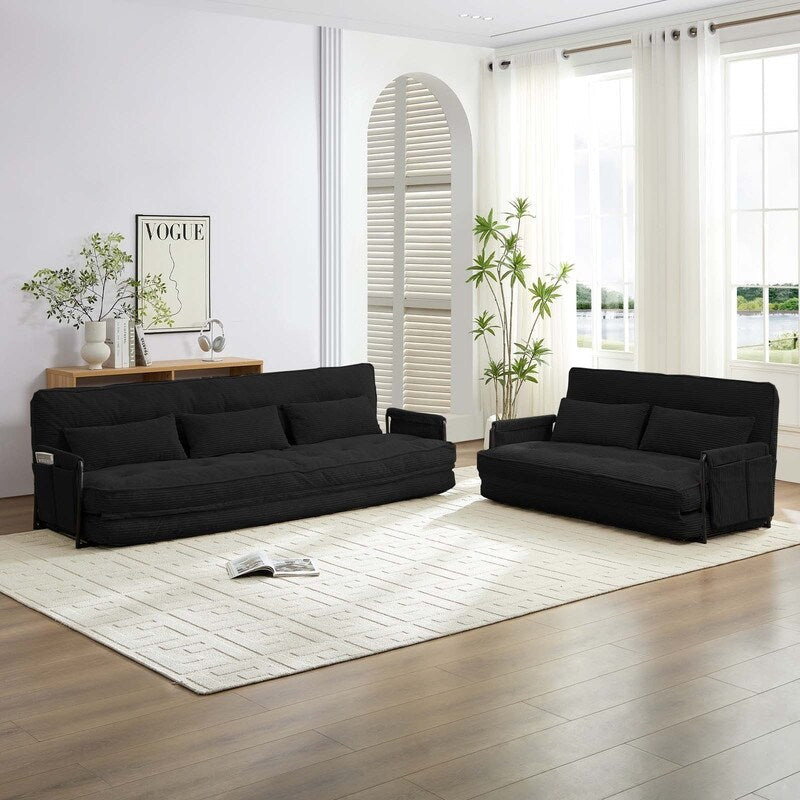 Canapé-lit pliant multifonction Mixoy, 3 places avec causeuse, dossier réglable sur 6 positions