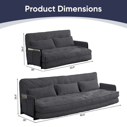 Canapé-lit pliant multifonction Mixoy, 3 places avec causeuse, dossier réglable sur 6 positions