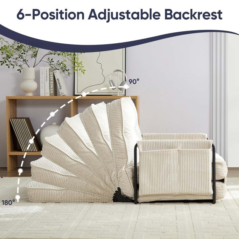 Canapé-lit pliant multifonction Mixoy, 3 places avec causeuse, dossier réglable sur 6 positions