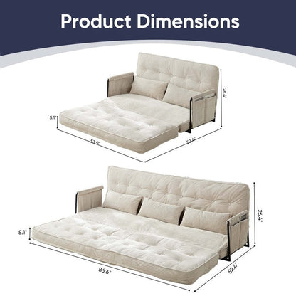 Canapé-lit pliant multifonction Mixoy, 3 places avec causeuse, dossier réglable sur 6 positions