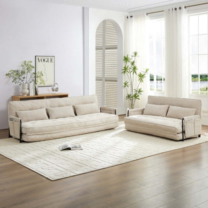 Canapé-lit pliant multifonction Mixoy, 3 places avec causeuse, dossier réglable sur 6 positions