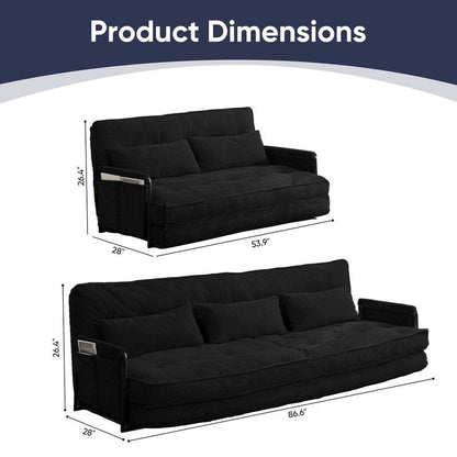 Canapé-lit pliant multifonction Mixoy, 3 places avec causeuse, dossier réglable sur 6 positions