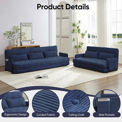 Canapé-lit pliant multifonction Mixoy, 3 places avec causeuse, dossier réglable sur 6 positions