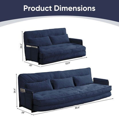 Canapé-lit pliant multifonction Mixoy, 3 places avec causeuse, dossier réglable sur 6 positions