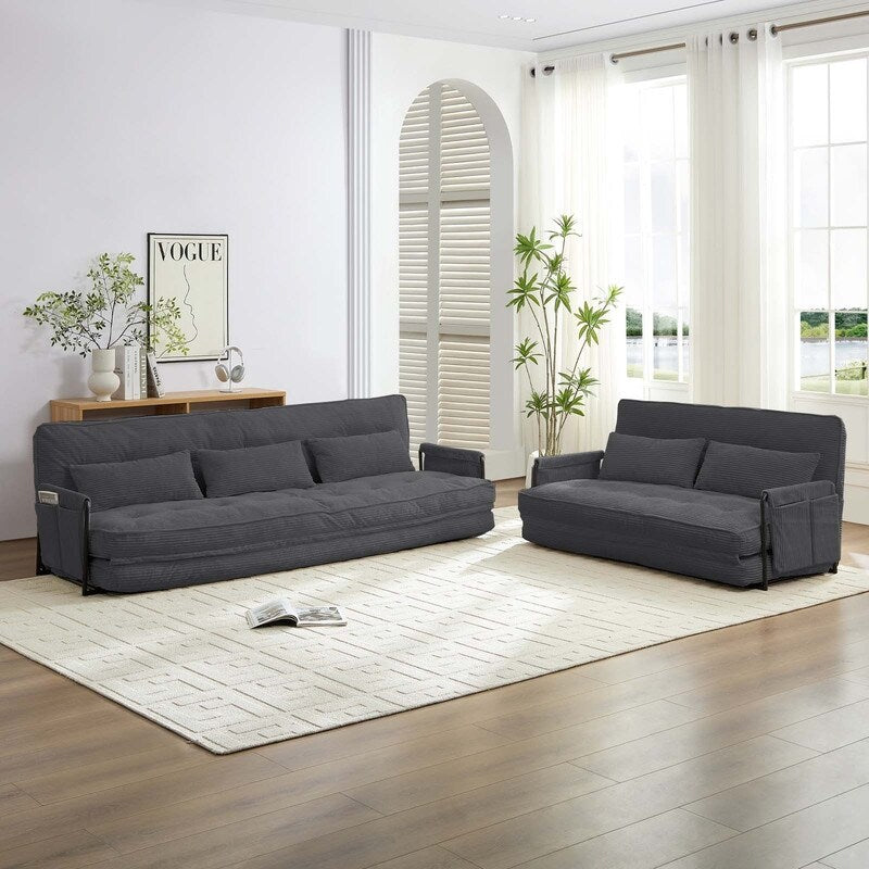 Canapé-lit pliant multifonction Mixoy, 3 places avec causeuse, dossier réglable sur 6 positions