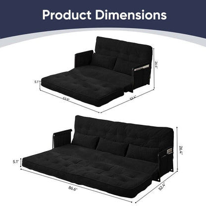 Canapé-lit pliant multifonction Mixoy, 3 places avec causeuse, dossier réglable sur 6 positions