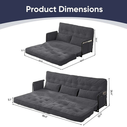 Canapé-lit pliant multifonction Mixoy, 3 places avec causeuse, dossier réglable sur 6 positions