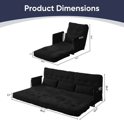 Canapé-lit pliant multifonction Mixoy, canapé paresseux avec oreillers, dossier réglable sur 6 positions (2+1)