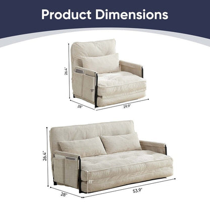 Canapé-lit pliant multifonction Mixoy, canapé paresseux avec oreillers, dossier réglable sur 6 positions (2+1)