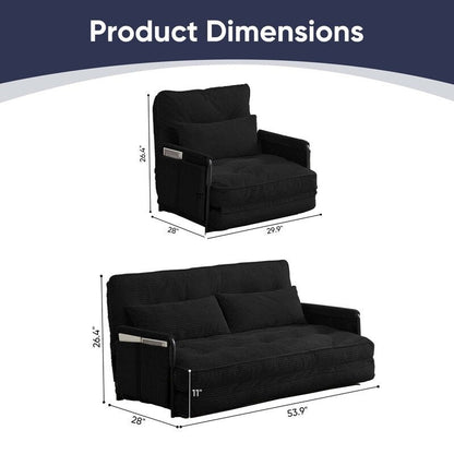 Canapé-lit pliant multifonction Mixoy, canapé paresseux avec oreillers, dossier réglable sur 6 positions (2+1)