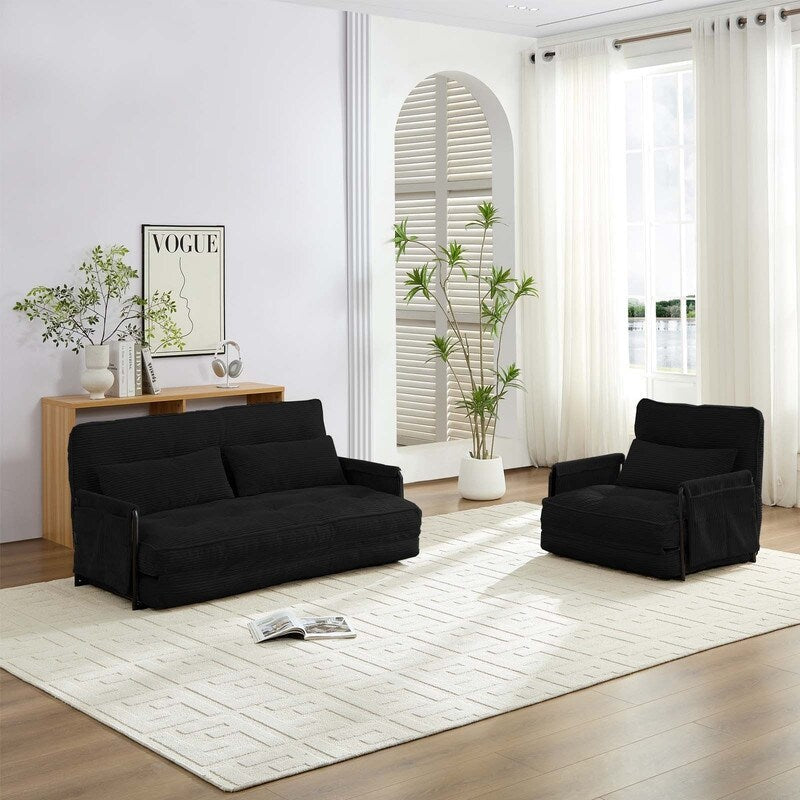 Canapé-lit pliant multifonction Mixoy, canapé paresseux avec oreillers, dossier réglable sur 6 positions (2+1)