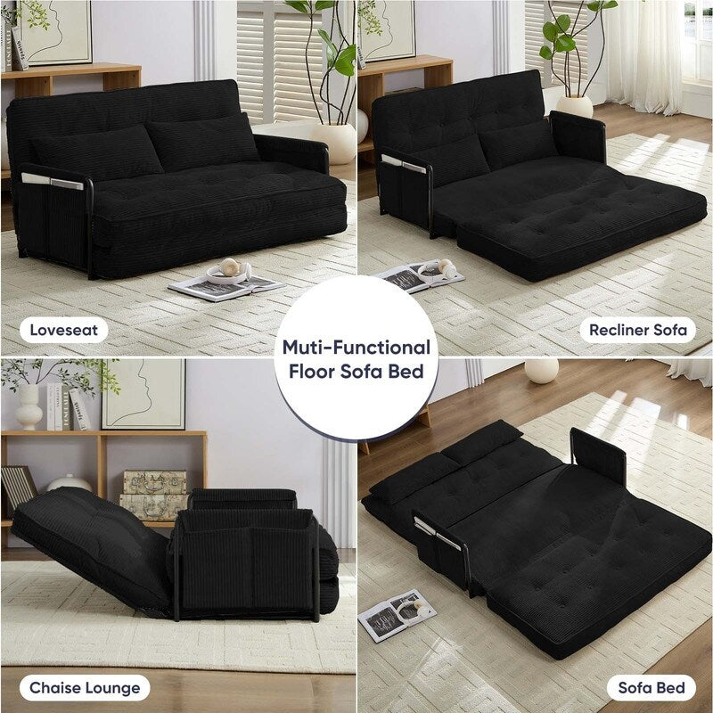 Mixoy Ensemble canapé-lit futon pliable multifonction avec oreillers, dossier réglable sur 6 positions (3+2+1)