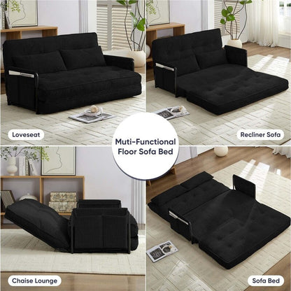 Mixoy Ensemble canapé-lit futon pliable multifonction avec oreillers, dossier réglable sur 6 positions (3+2+1)