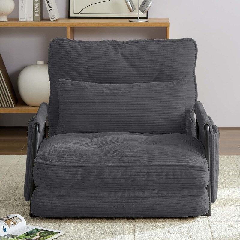 Mixoy Ensemble canapé-lit futon pliable multifonction avec oreillers, dossier réglable sur 6 positions (3+2+1)