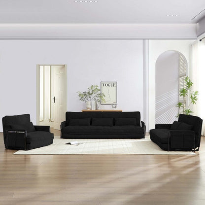 Mixoy Ensemble canapé-lit futon pliable multifonction avec oreillers, dossier réglable sur 6 positions (3+2+1)