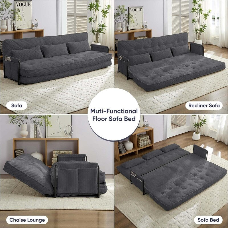 Mixoy Ensemble canapé-lit futon pliable multifonction avec oreillers, dossier réglable sur 6 positions (3+2+1)