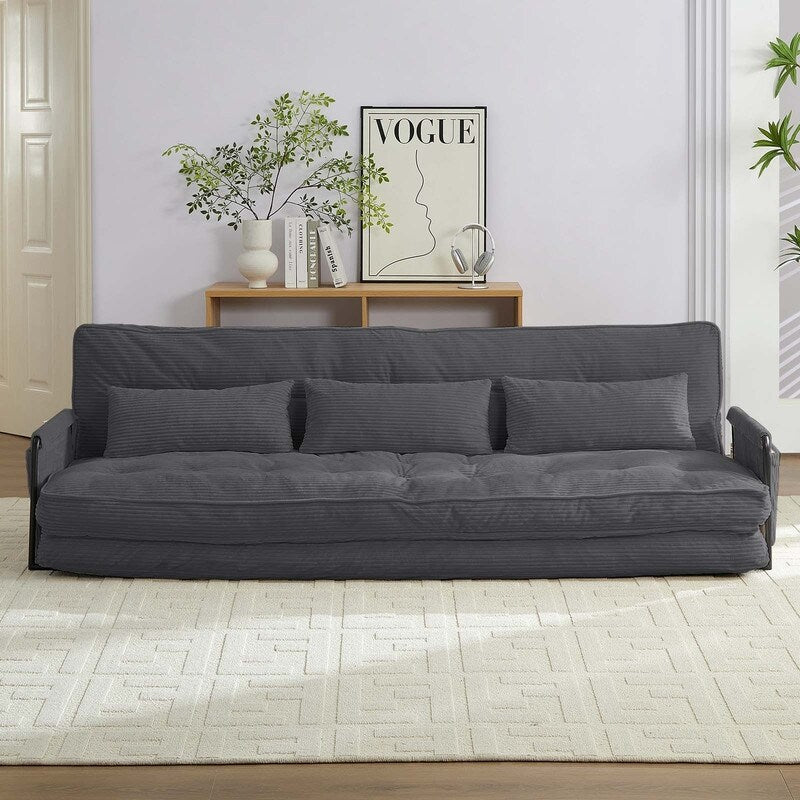 Mixoy Ensemble canapé-lit futon pliable multifonction avec oreillers, dossier réglable sur 6 positions (3+2+1)