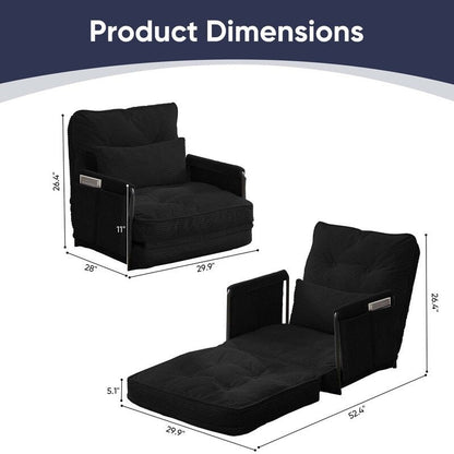 Mixoy Ensemble canapé-lit futon pliable multifonction avec oreillers, dossier réglable sur 6 positions (3+2+1)