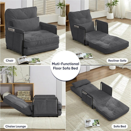 Mixoy Ensemble canapé-lit futon pliable multifonction avec oreillers, dossier réglable sur 6 positions (3+2+1)