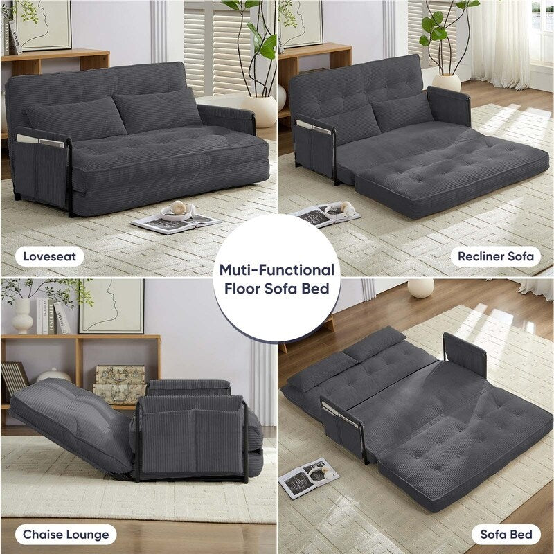 Mixoy Ensemble canapé-lit futon pliable multifonction avec oreillers, dossier réglable sur 6 positions (3+2+1)
