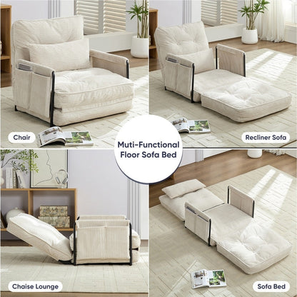 Canapé-lit futon pliable multifonction Mixoy, canapé simple avec oreillers, dossier réglable sur 6 positions