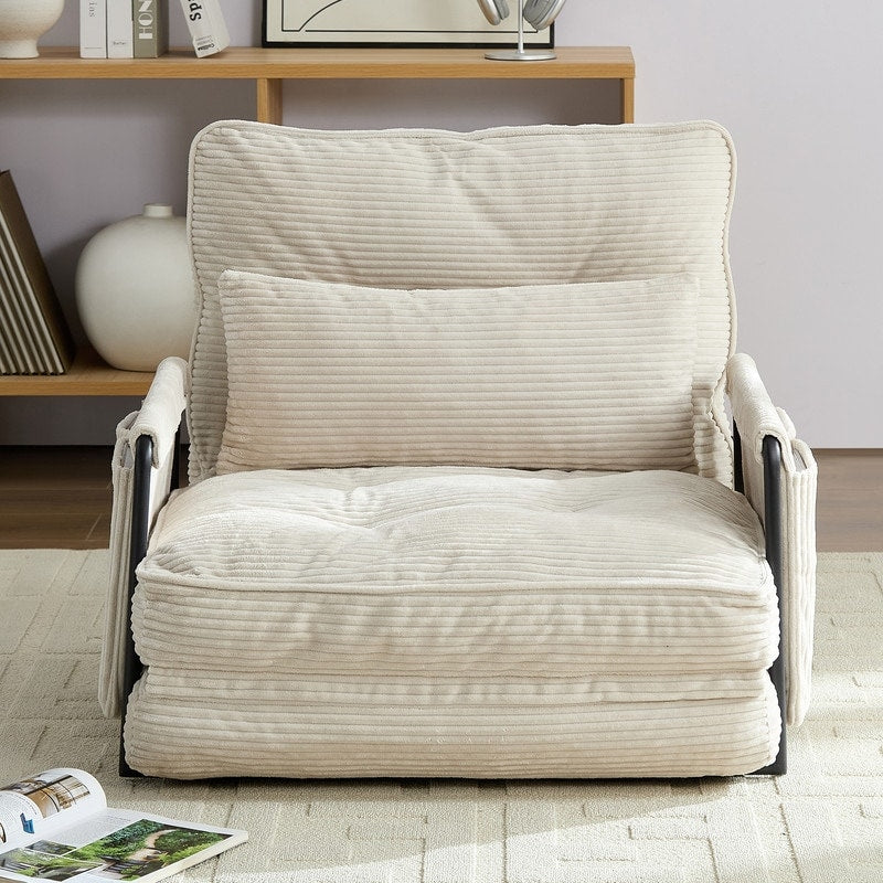 Canapé-lit futon pliable multifonction Mixoy, canapé simple avec oreillers, dossier réglable sur 6 positions