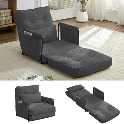 Canapé-lit futon pliable multifonction Mixoy, canapé simple avec oreillers, dossier réglable sur 6 positions