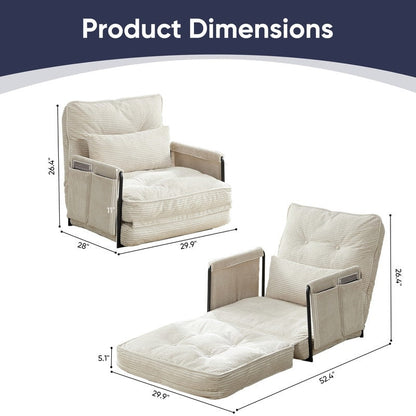 Canapé-lit futon pliable multifonction Mixoy, canapé simple avec oreillers, dossier réglable sur 6 positions