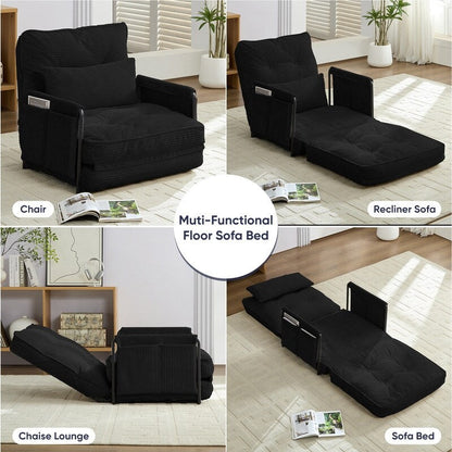 Canapé-lit futon pliable multifonction Mixoy, canapé simple avec oreillers, dossier réglable sur 6 positions