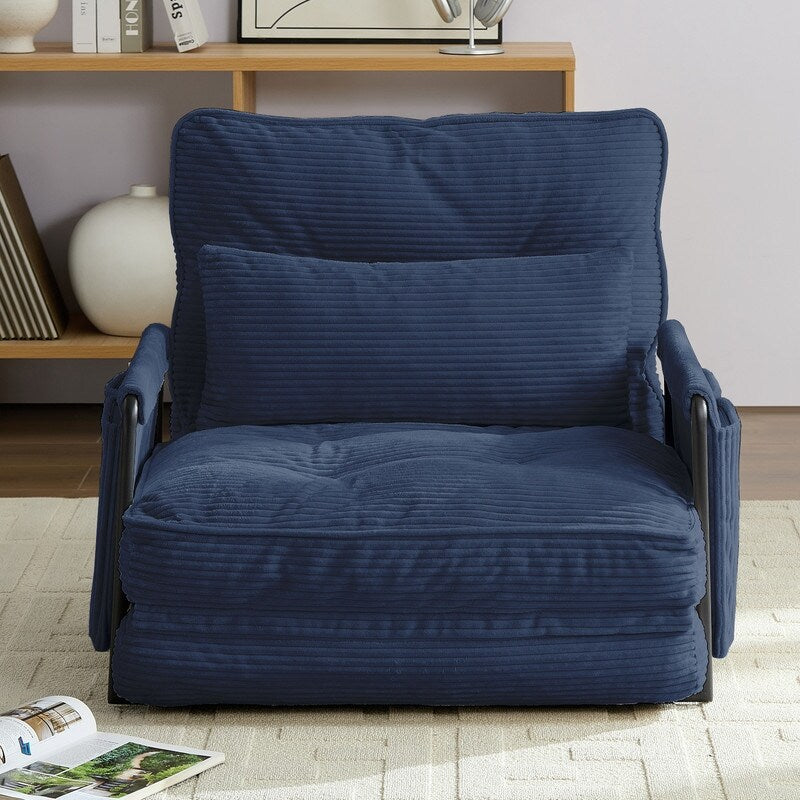 Canapé-lit futon pliable multifonction Mixoy, canapé simple avec oreillers, dossier réglable sur 6 positions