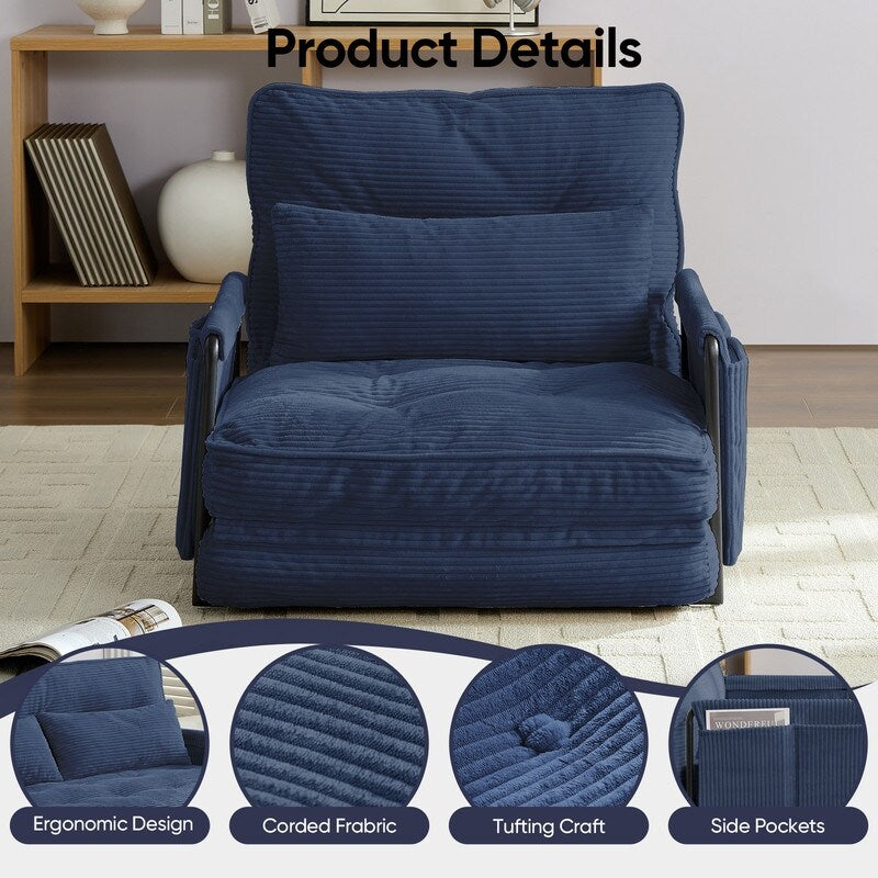 Canapé-lit futon pliable multifonction Mixoy, canapé simple avec oreillers, dossier réglable sur 6 positions