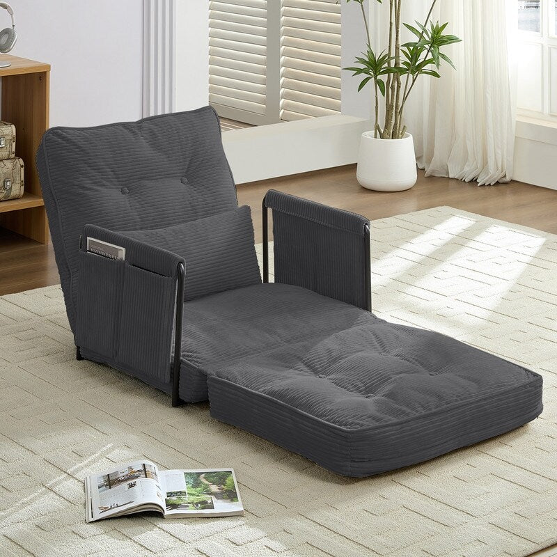Canapé-lit futon pliable multifonction Mixoy, canapé simple avec oreillers, dossier réglable sur 6 positions