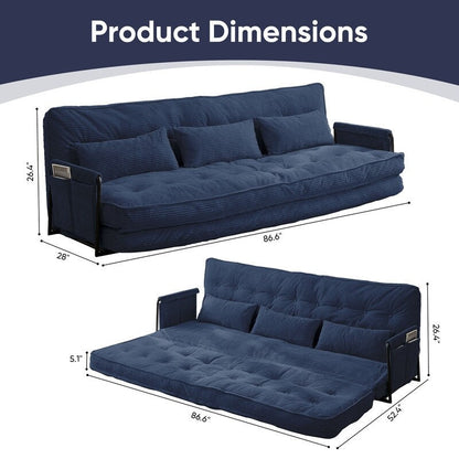 Mixoy Canapé-lit futon pliable multifonction avec oreillers, dossier réglable sur 6 positions