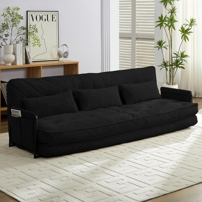 Mixoy Canapé-lit futon pliable multifonction avec oreillers, dossier réglable sur 6 positions