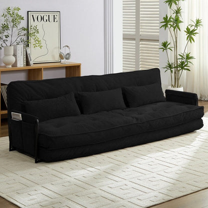 Mixoy Canapé-lit futon pliable multifonction avec oreillers, dossier réglable sur 6 positions