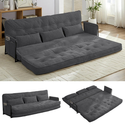 Mixoy Canapé-lit futon pliable multifonction avec oreillers, dossier réglable sur 6 positions