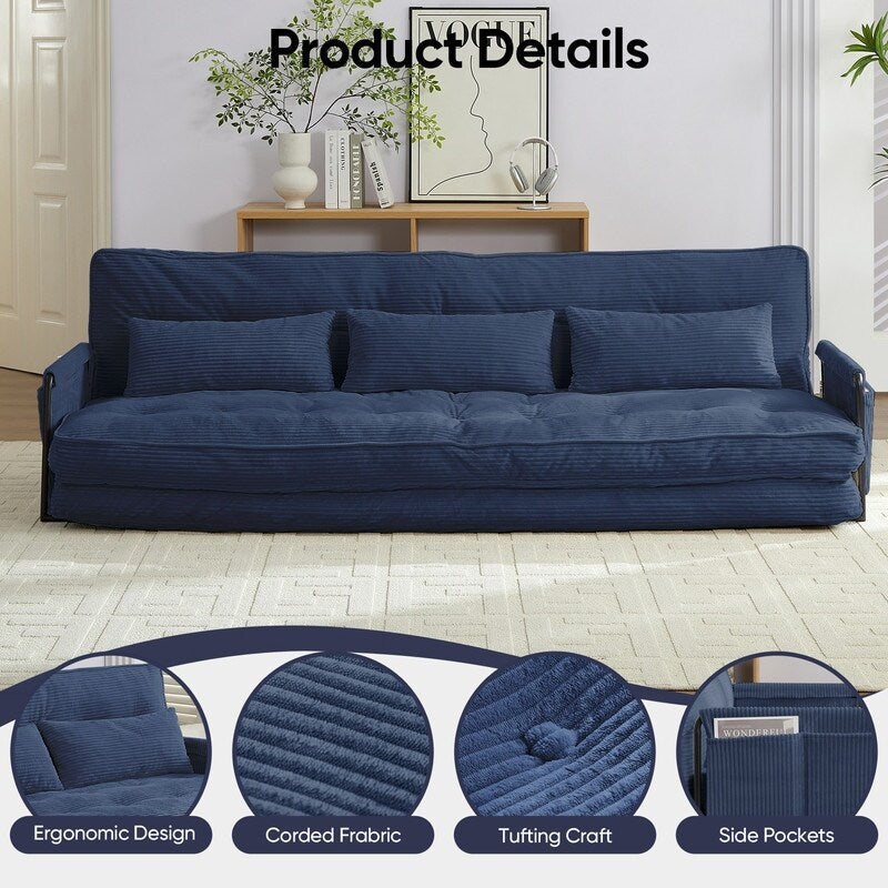 Mixoy Canapé-lit futon pliable multifonction avec oreillers, dossier réglable sur 6 positions