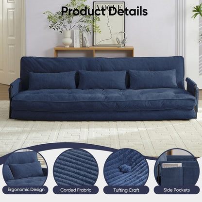 Mixoy Canapé-lit futon pliable multifonction avec oreillers, dossier réglable sur 6 positions