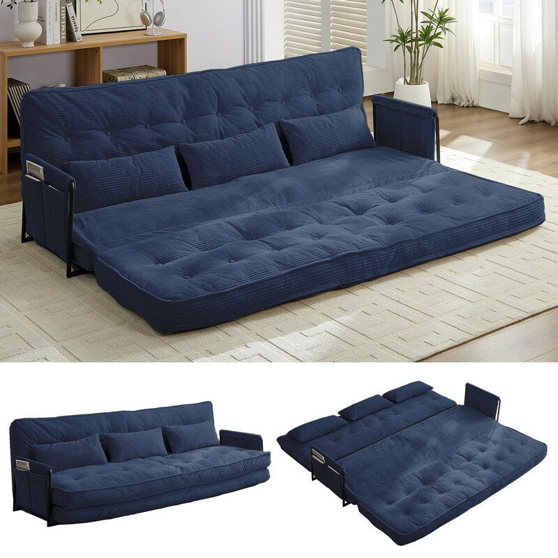 Mixoy Canapé-lit futon pliable multifonction avec oreillers, dossier réglable sur 6 positions