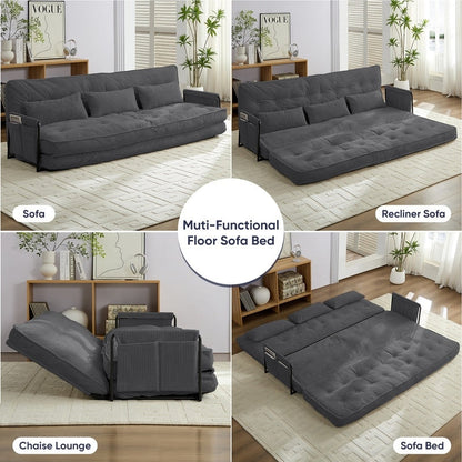 Mixoy Canapé-lit futon pliable multifonction avec oreillers, dossier réglable sur 6 positions