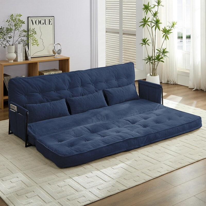 Mixoy Canapé-lit futon pliable multifonction avec oreillers, dossier réglable sur 6 positions