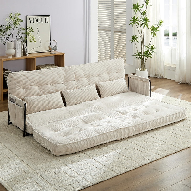 Mixoy Canapé-lit futon pliable multifonction avec oreillers, dossier réglable sur 6 positions