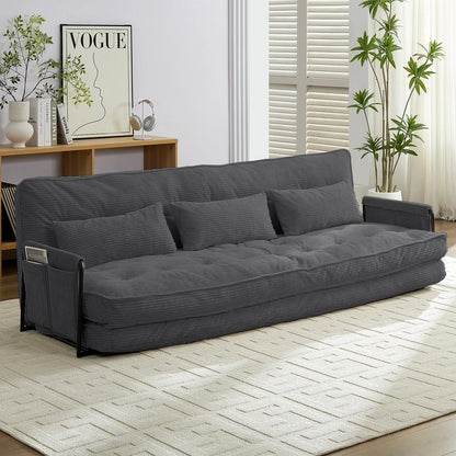 Mixoy Canapé-lit futon pliable multifonction avec oreillers, dossier réglable sur 6 positions